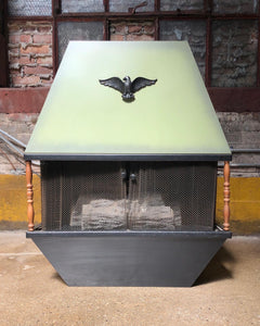 Mid-Century Avocado Electric Faux Fireplace Heater