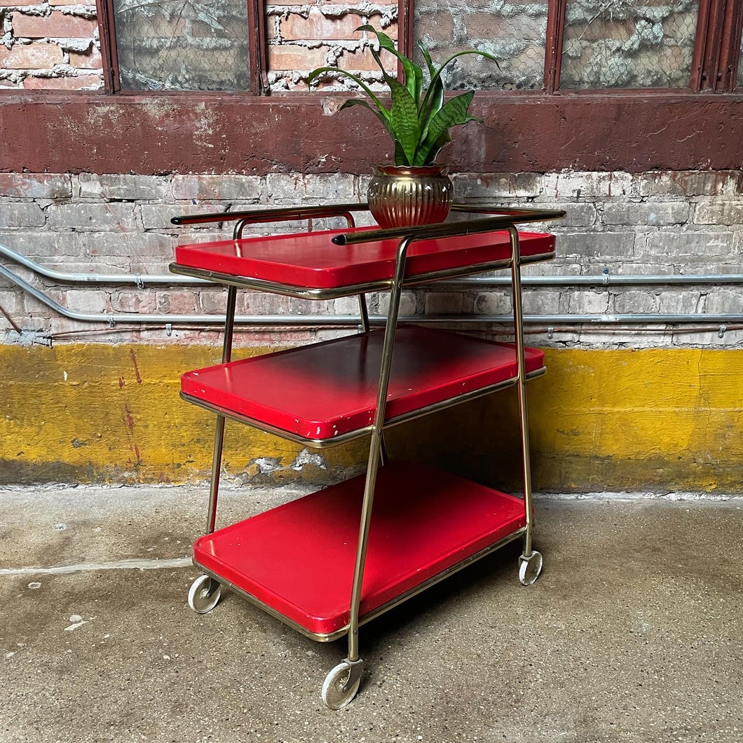 Lipstick Red and Gold Bar Cart
