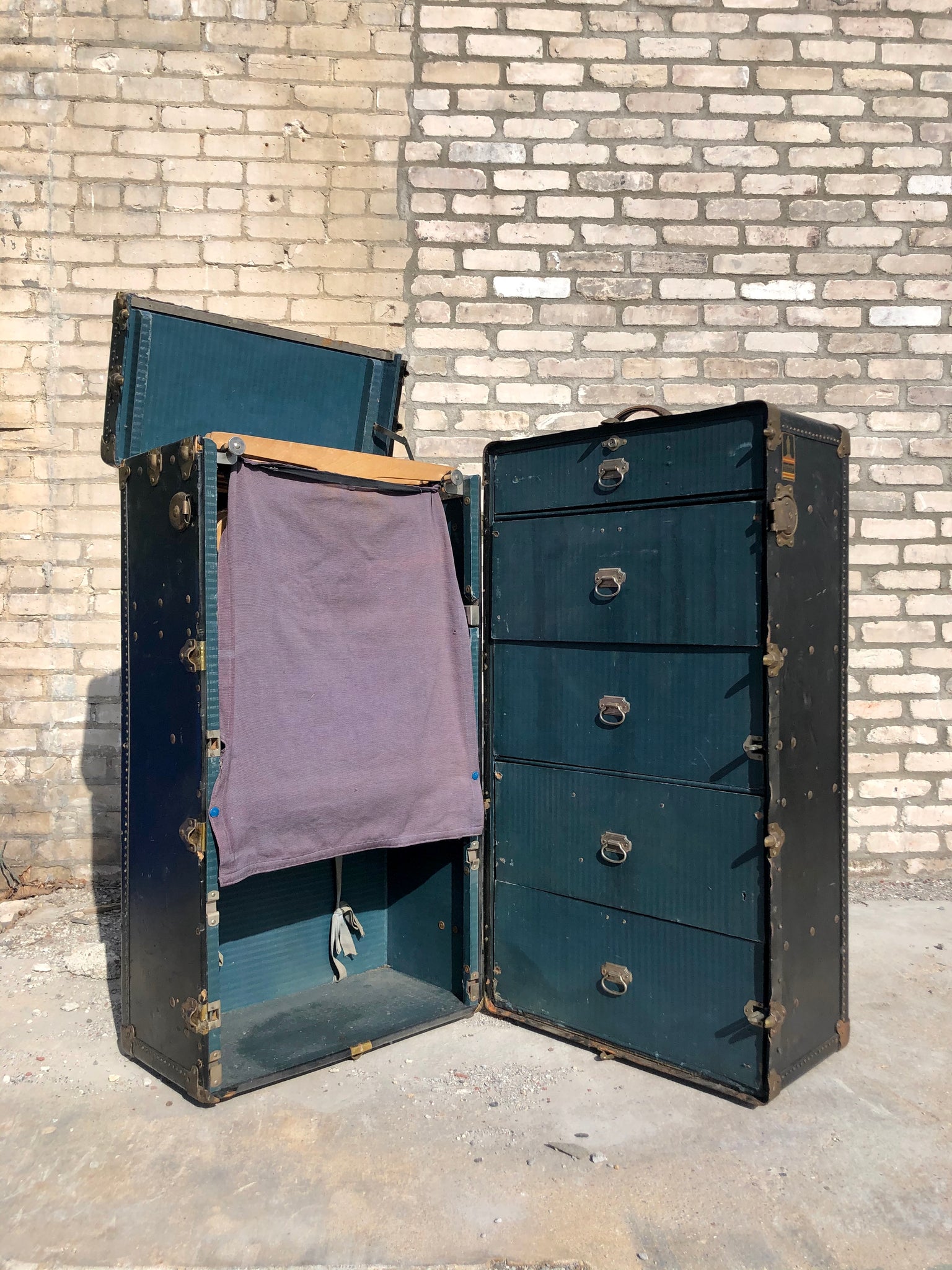 Antique Vintage Steamer Wardrobe Trunk