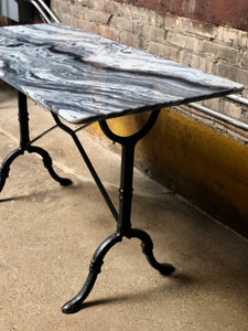 Antique French Cast Iron and Marble Table