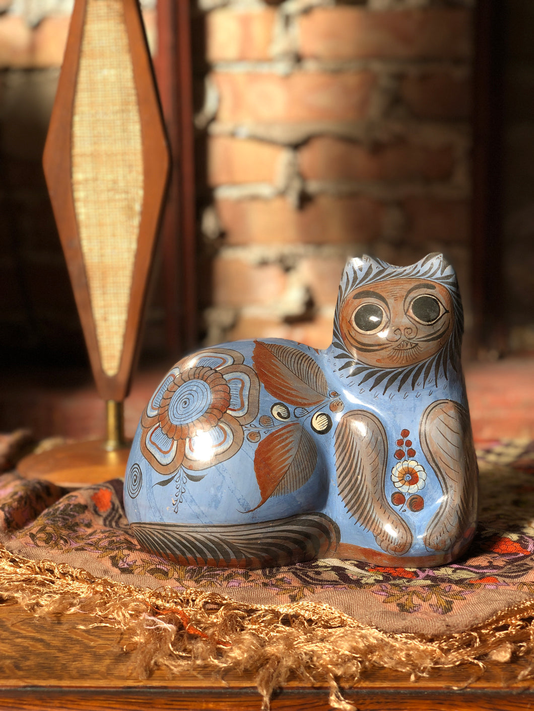 Tonala Hand-Painted Pottery Cat