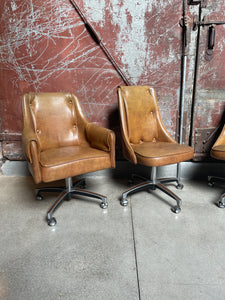 Brown Vinyl Swivel Chair Set (4)