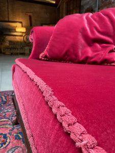Red Mohair Velvet Couch