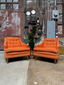 Mid-Century Orange Armchair Set (2)