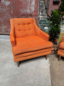 Mid-Century Orange Armchair Set (2)