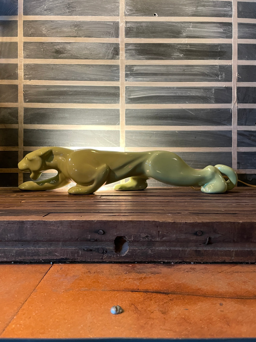 Mid-Century Panther TV Lamp, Green