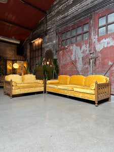 Plush Yellow Velvet Couch + Loveseat SET