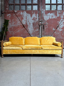 Plush Yellow Velvet Couch