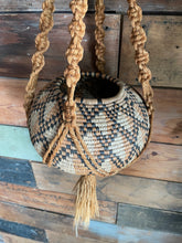 Load image into Gallery viewer, Macrame Hanger and Woven Basket Planter
