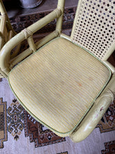 Load image into Gallery viewer, Chartreuse Rattan and Caned Chair Set on Casters (2)
