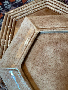 Faux Bamboo Hexagonal Ceramic Plate Set (8)