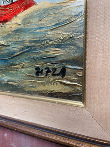 Moody Blues Mid-Century Ship Painting