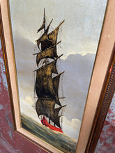 Load image into Gallery viewer, Moody Blues Mid-Century Ship Painting
