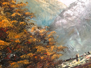 Large Mountainous Landscape Painting by Johnson
