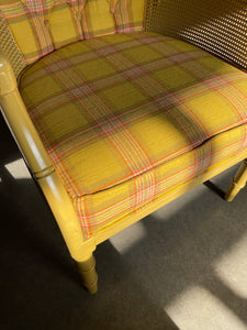 Bamboo-Style Plaid and Cane Chair Set (2)
