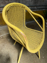 Load image into Gallery viewer, Swiveling Yellow Wicker Chair
