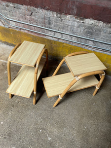 Two-Tier Rattan Side Tables, Two Available