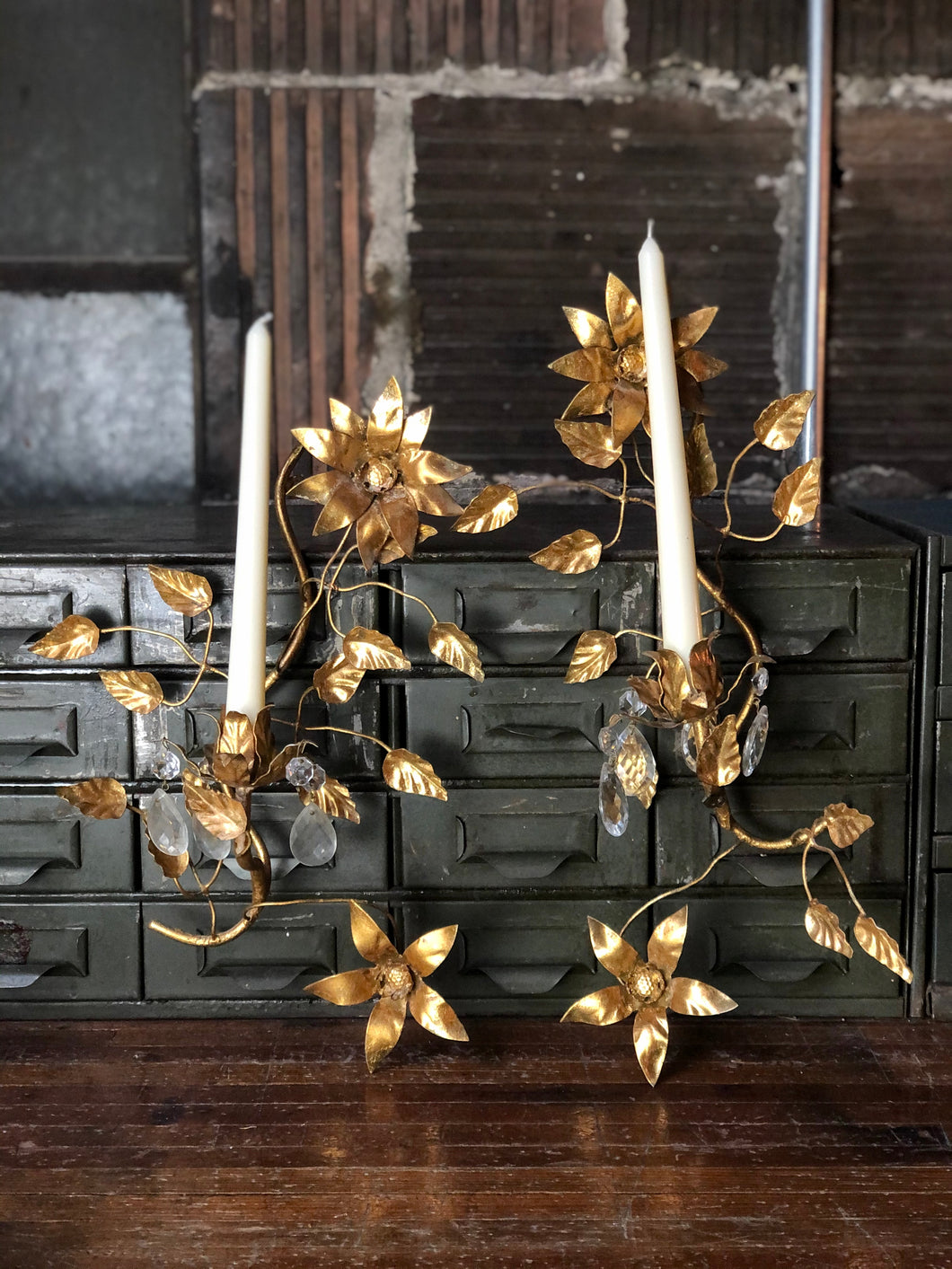 Italian Floral Candle Sconce Set (2)