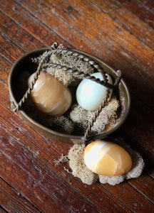 Alabaster Eggs (3) w/ Brass Basket