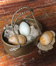 Load image into Gallery viewer, Alabaster Eggs (3) w/ Brass Basket
