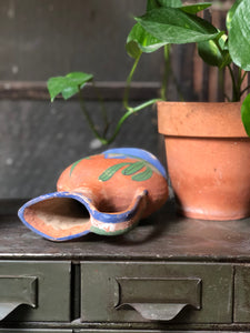 Hand-Painted Mexican Clay Pitcher