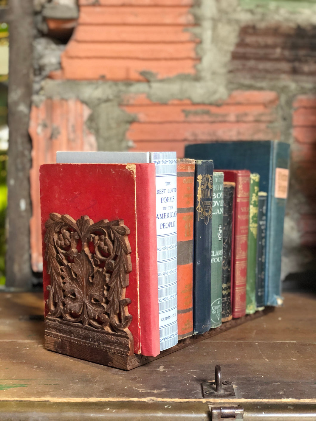 Carved Wood Extending Bookends
