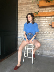 Heather Blue Short-Sleeved Sweatshirt