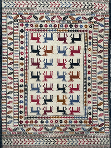 Hunting Pictorial Balouch Kilim Area Rug