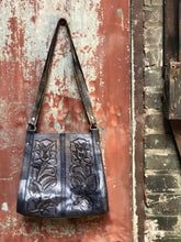 Load image into Gallery viewer, Blue Tooled Leather Bag
