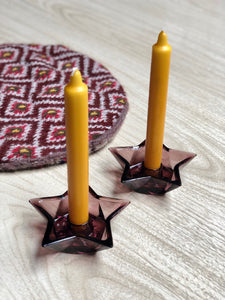 Amethyst Glass Star Candle Holders (2)