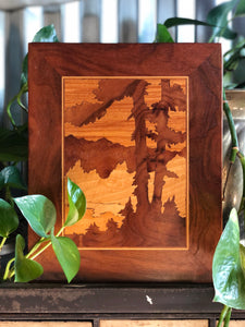 Wood Inlay Forest Scene