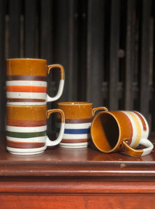 Striped Stoneware Mug Set (4)